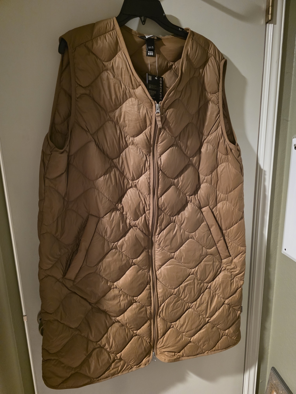 Eddie Bauer Quilted Sleeveless Vest in Camel Brown Size Xl